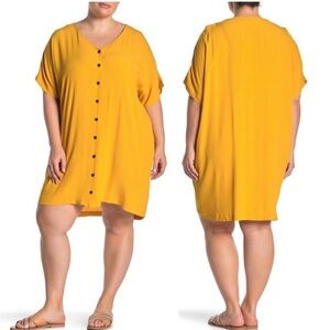 Madewell Button Front Easy Dress Tungsten Gold Sz 3X